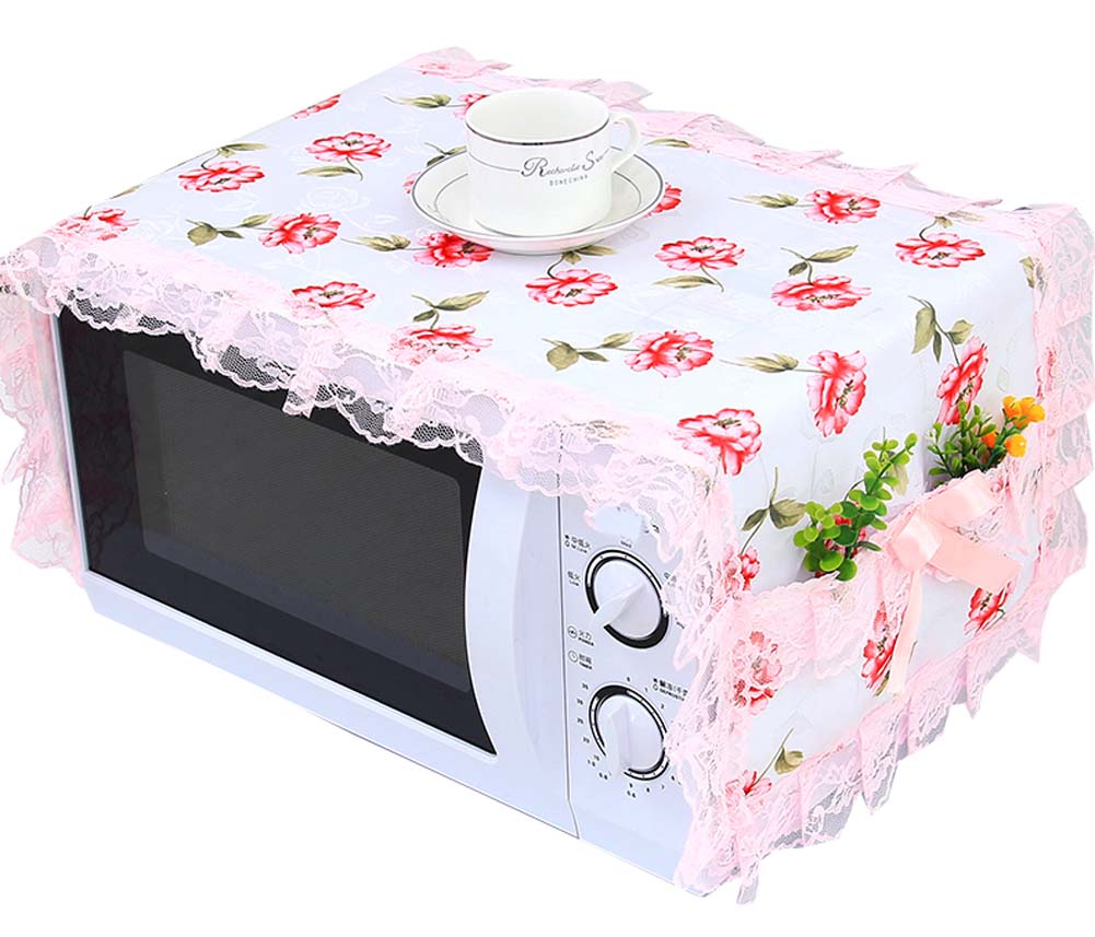 1pc Fabric Microwave Oven Cover, Modern Bee & Flower Pattern Microwave  Splatter Cover For Home
